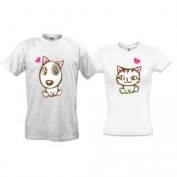Парные футболки "Doggy Kitty in Love"