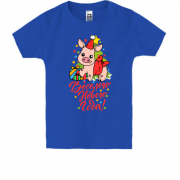 Детская футболка с надписью " Веселого Нового Года  " и свинкой