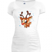 Подовжена футболка з маленьким оленям
