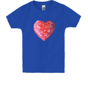 Дитяча футболка з сердечком в новорічних візерунках