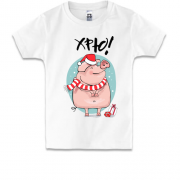 Детская футболка с надписью "Хрю" и свинкой