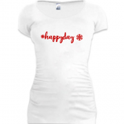 Подовжена футболка з хештегом "#happyday"