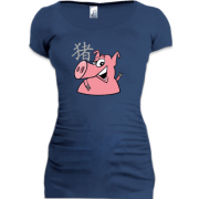 Подовжена футболка з китайською свинею