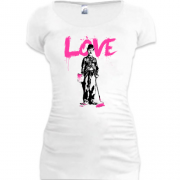 Подовжена футболка Чарлі Чаплін - Love