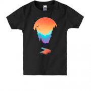 Дитяча футболка з гірським заходом сонця