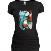 Подовжена футболка з кокосами