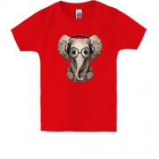Детская футболка со слоником в наушниках