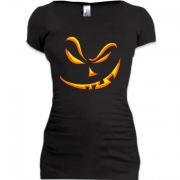Женская удлиненная футболка с улыбкой злой тыквы