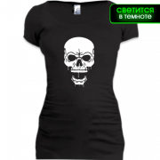 Женская удлиненная футболка Злобный череп