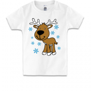 Детская футболка Олененок со снежинками