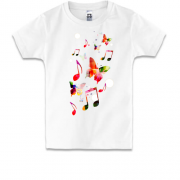 Детская футболка с бабочками и нотами