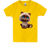 Детская футболка с голубоглазым котенком
