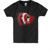 Детская футболка с индианкой на фоне красного солнца