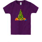 Детская футболка с нарядной ёлкой и подарками