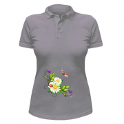 Жіноча сорочка-поло з ромашками та божей корівкой