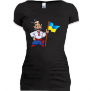 Подовжена футболка Козак з українським прапором
