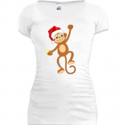 Подовжена футболка Новорічна мавпочка  з бананом