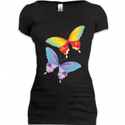 Подовжена футболка з метеликами
