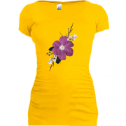 Подовжена футболка з фіолетовою квіткою