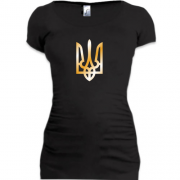 Подовжена футболка з гербом України (gold)