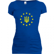 Подовжена футболка з гербом України - ЄС