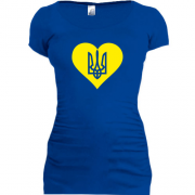 Подовжена футболка з гербом України в серце
