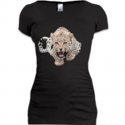 Подовжена футболка з леопардом
