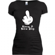 Подовжена футболка з написом "Have a nice day"