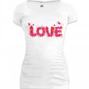 Подовжена футболка з написом "Love" з квітів