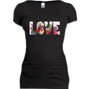 Подовжена футболка з написом "Love" з квітів (2)