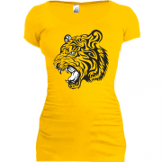 Подовжена футболка з рикаючим тигром