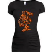 Подовжена футболка з силуетом тигра