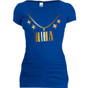 Подовжена футболка з золотим ланцюгом і ім'ям Ніна