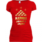 Подовжена футболка з написом "Марина - золота людина"