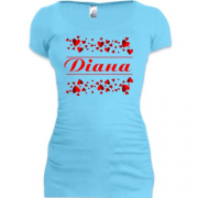 Подовжена футболка з сердечками і ім'ям Діана