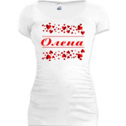 Подовжена футболка з сердечками і ім'ям Олена