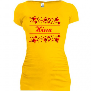 Подовжена футболка з сердечками і ім'ям Ніна