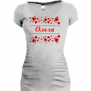 Подовжена футболка з сердечками і ім'ям Ольга