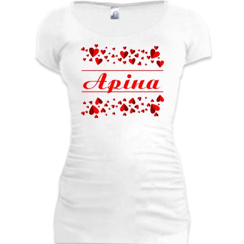 Подовжена футболка з сердечками і ім'ям Аріна