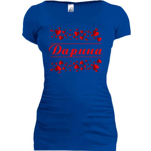 Подовжена футболка з сердечками і ім'ям Дарина